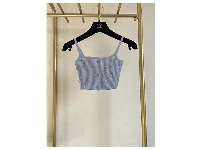 Top canotta rosa con strass Miu Miu - vista 2