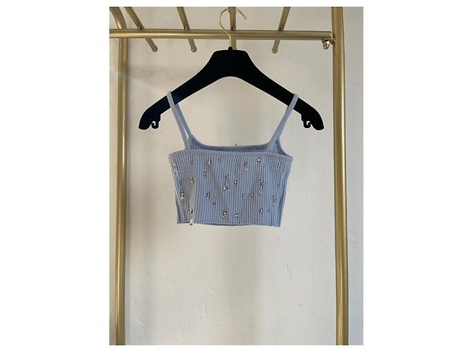 Top canotta rosa con strass Miu Miu - vista 3