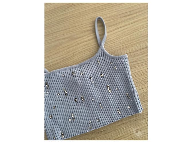 Top canotta rosa con strass Miu Miu - vista 4