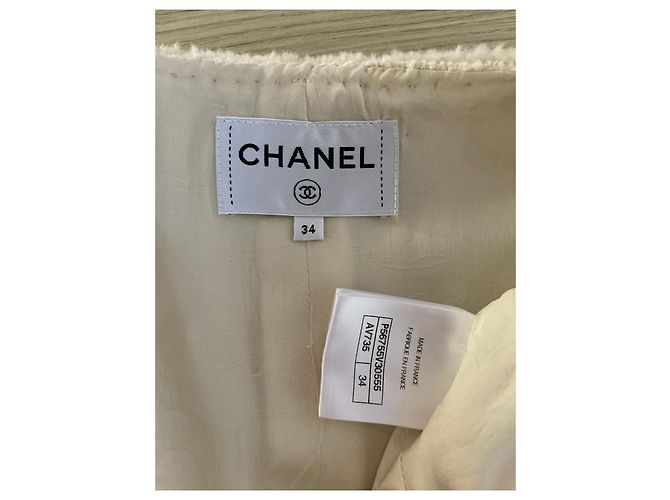 Vestido Chanel Metropolis de tweed ecru - vista 3