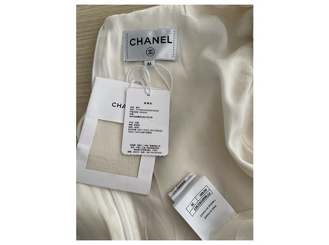 Chanel Color-Block Kleid aus Wolle Schwarz Weiß - Ansicht 3