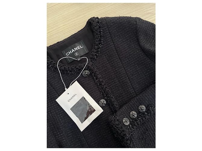Giacca CHANEL 25S in tweed nero - vista 4