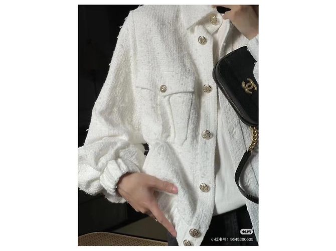 Chanel 21P Tweed Jacke Weiß - Ansicht 5