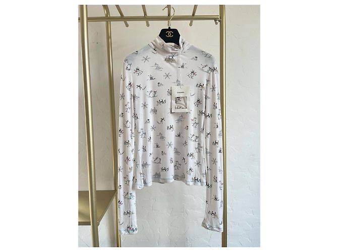 Chanel 25N Rollkragenpullover aus Wolle Weiß - Ansicht 2