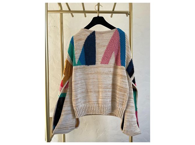 Chanel Egypt Color-Block Strickpullover Wolle Burgund - Ansicht 2
