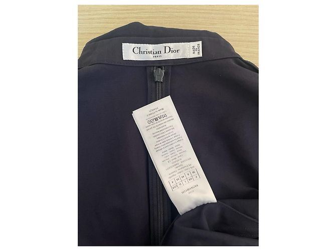 Dior Kleid Navy aus Baumwolle mit Logo und halblangen Ärmeln - Ansicht 3