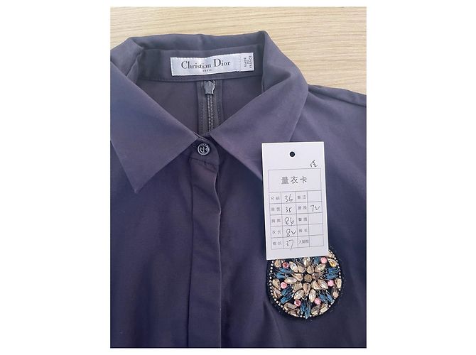 Dior Kleid Navy aus Baumwolle mit Logo und halblangen Ärmeln - Ansicht 5