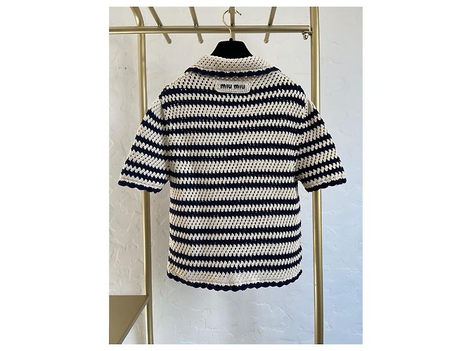 Miu Miu gestreiftes Color-Block Strickoberteil aus Wolle - Ansicht 3