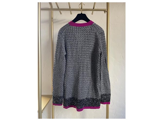 Chanel 21K Strickjacke aus Wolle Grau Violett - Ansicht 3