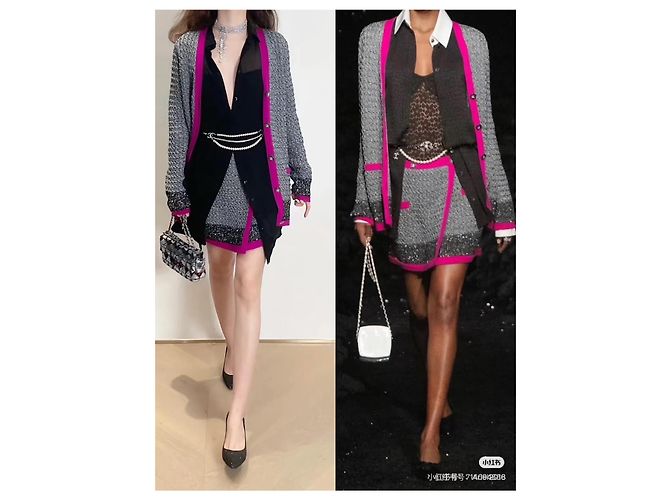 Chanel 21K Strickjacke aus Wolle Grau Violett - Ansicht 8