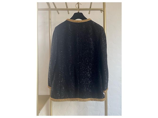 Giacca Chanel 22S con Paillettes Nera e Oro - vista 2