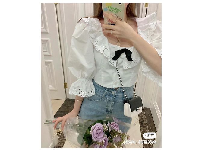 Blusa Miu Miu de renda branca com laço - vista 6