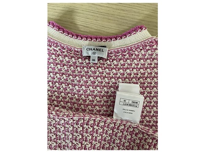Vestido Chanel 22P de algodão xadrez rosa e branco - vista 3