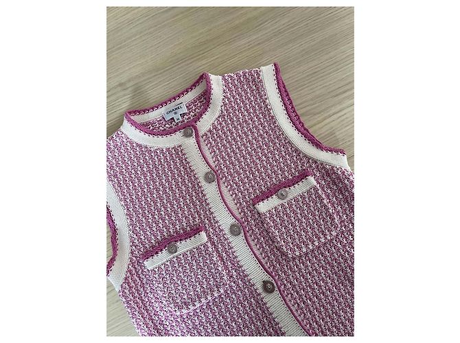 Vestido Chanel 22P de algodão xadrez rosa e branco - vista 4