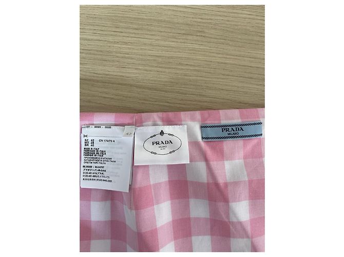 Prada Pink and White Checkered Cotton Skirt - view 3