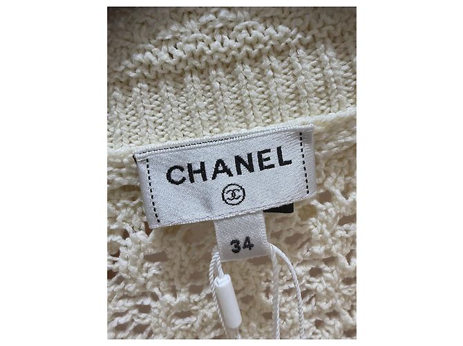 Chanel Stricktop aus weißer Baumwolle Crochet Cutout Größe 34 - Ansicht 3