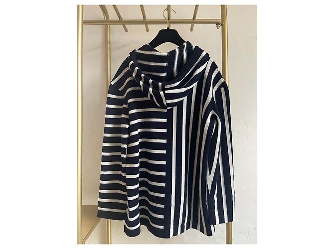 CHANEL 24S Felpa in cotone a righe bianche e nere - vista 2