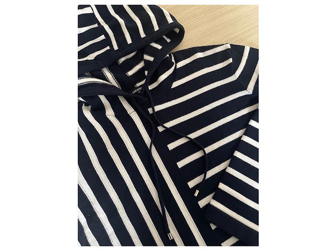 CHANEL 24S Felpa in cotone a righe bianche e nere - vista 4