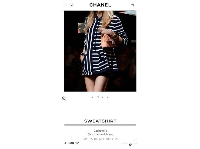 CHANEL 24S Felpa in cotone a righe bianche e nere - vista 7