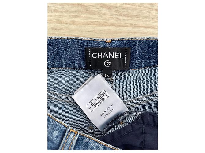 Chanel 23P Vaqueros Skinny Azules Denim con Logo de Lunares - vista 3