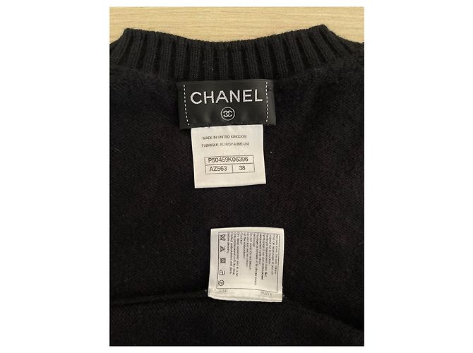Chanel Schwarzer Strick aus Wolle mit bunten Perlen - Ansicht 3