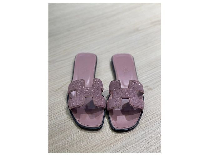 Sandali Hermès Oran Style H Rosa Glitter 36 - vista 3