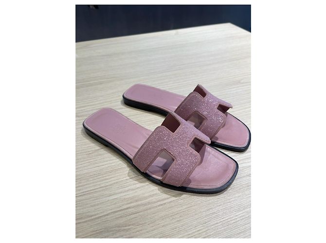 Sandali Hermès Oran Style H Rosa Glitter 36 - vista 4
