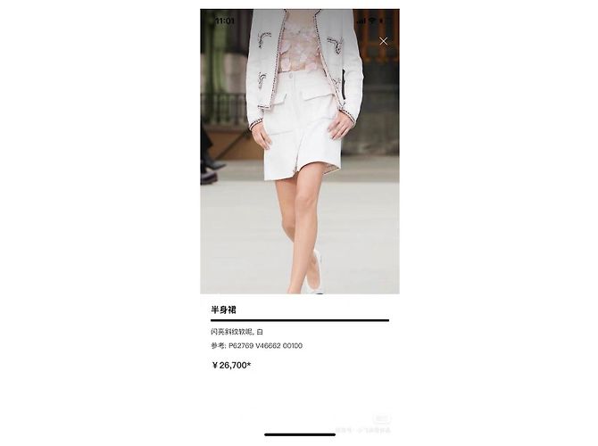 Falda Chanel 20C Blanca con Bordados y Lentejuelas - vista 5