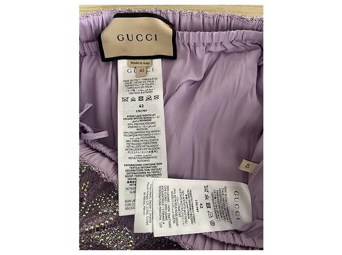 Falda de encaje morada Gucci con detalles en hilo plateado - vista 3