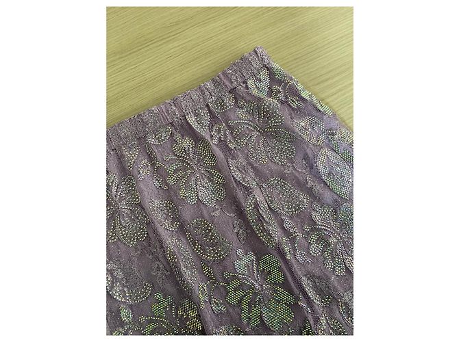 Falda de encaje morada Gucci con detalles en hilo plateado - vista 4