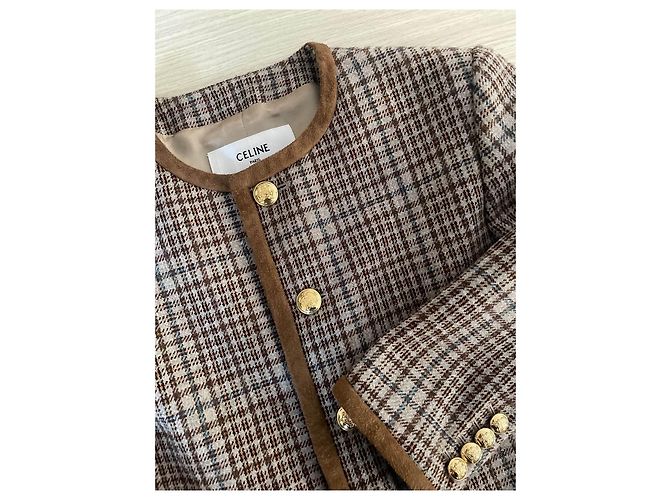 Céline Tweed Jacke Kariert Mehrfarbig - Ansicht 4