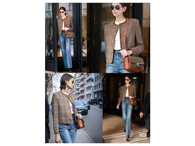 Céline Tweed Jacke Kariert Mehrfarbig - Ansicht 6