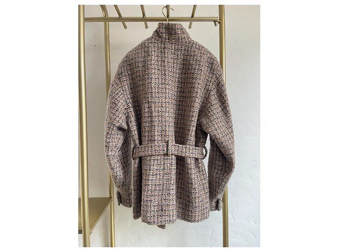 Giacca Chanel 24K in tweed multicolore a quadri con cintura - vista 2