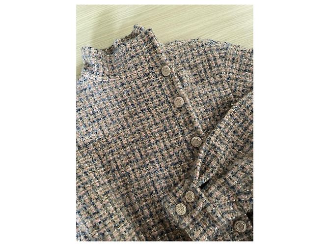 Giacca Chanel 24K in tweed multicolore a quadri con cintura - vista 4
