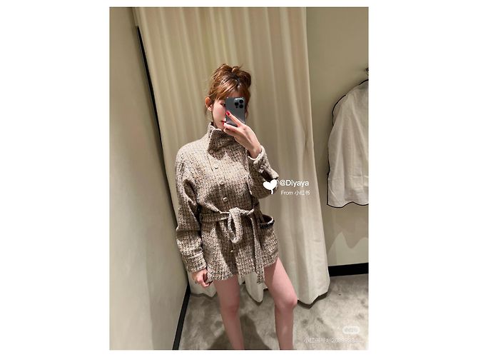 Giacca Chanel 24K in tweed multicolore a quadri con cintura - vista 6