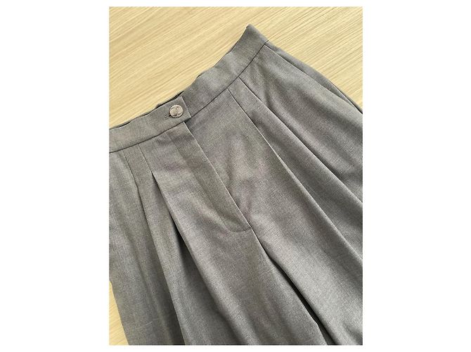 Chanel 22C Weit geschnittene Hose Wolle Grau - Ansicht 4