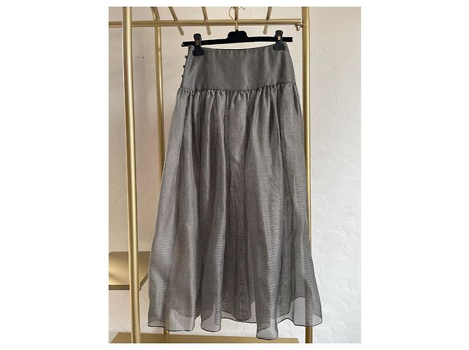 Falda midi Dior de seda con estampado pata de gallo - vista 2