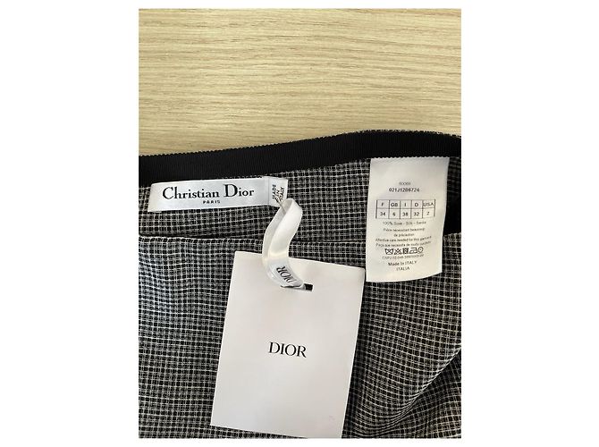 Falda midi Dior de seda con estampado pata de gallo - vista 3