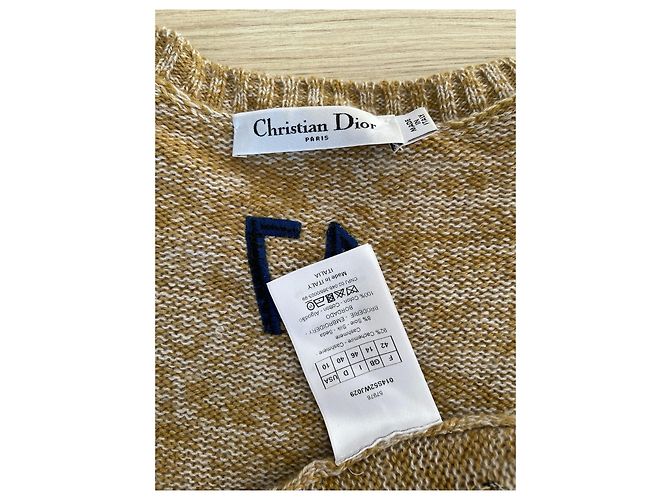 Pull Dior en cachemire jaune motif étoile Taille 42 - vue 3