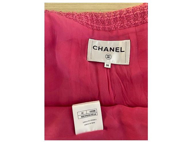 Chanel 22S Ärmellose lange Tweed Jacke Rosa - Ansicht 3