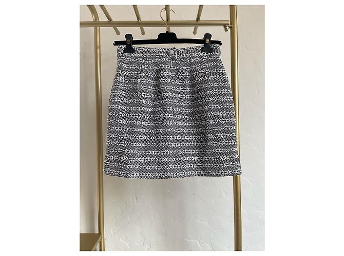 Chanel 24P Gestreifter Glitzerrock Grau - Ansicht 2