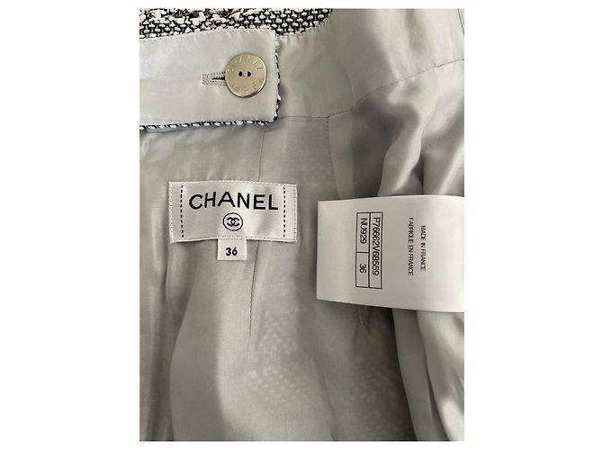 Chanel 24P Gestreifter Glitzerrock Grau - Ansicht 3