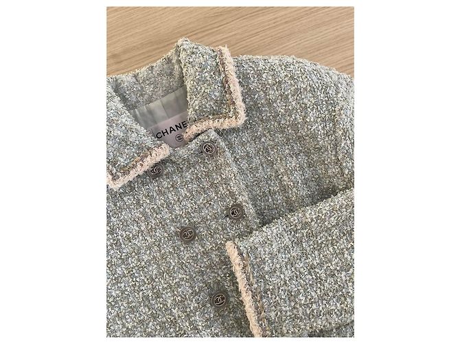 Giacca Chanel 20P in tweed verde - vista 4