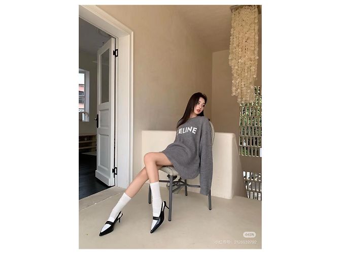 Pull Céline en laine gris avec logo oversized - vue 7