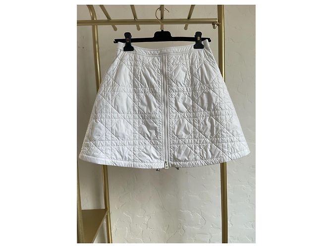 Saia Dior Branca de Algodão com Padrão de Diamante FR36 - vista 3