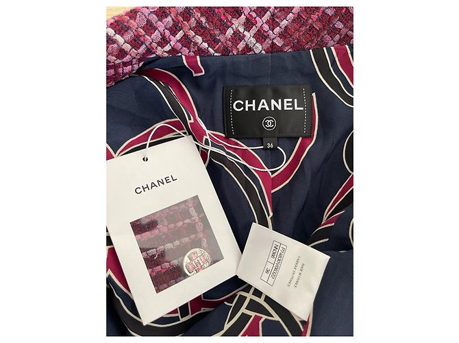Chaqueta CHANEL 23S de tweed a cuadros Burgundy - vista 3