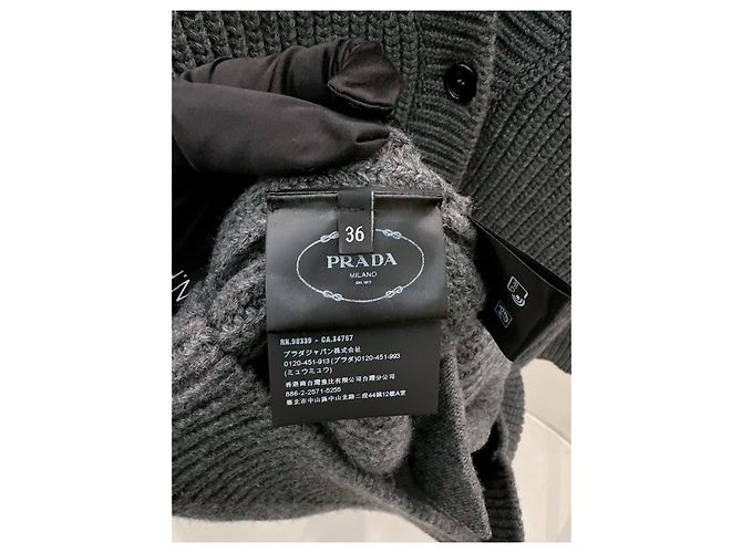 Prada Gray Wool Long Cardigan Coat - view 5