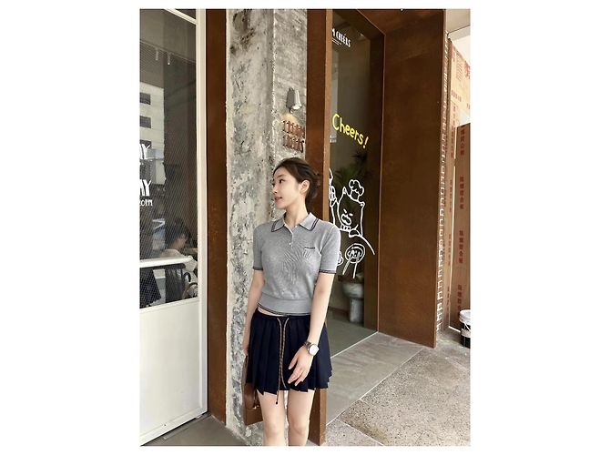 Top a maniche corte a righe in cotone Miu Miu Sailboat - vista 7