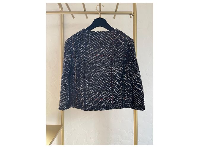 Chanel 23B Jacke aus mehrfarbigem schwarzem Tweed - Ansicht 2