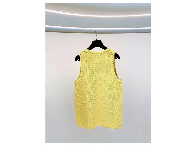 Colete de malha Chanel amarelo de lã - vista 2